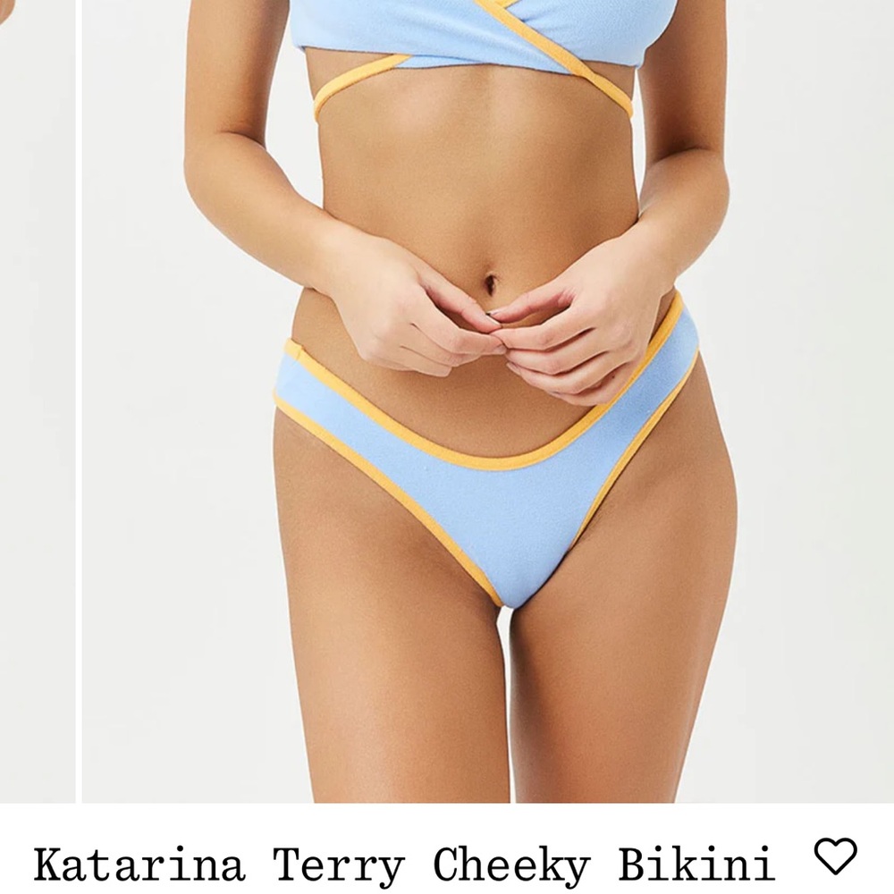 Frankie’s bikinis Katarina terry cheeky bikini bottom size xl in color bluebird